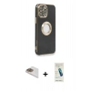 MARSİLYAN™- iPhone 13 Pro Max Kılıf İz Form Serisi - Şeffaf Pasifik Cam Ekran Koruyucu + Pers Alüminyum Kamera Lens - GD
