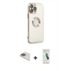 MARSİLYAN™- iPhone 13 Pro Max Kılıf İz Form Serisi - Şeffaf Pasifik Cam Ekran Koruyucu + Pers Alüminyum Kamera Lens - GD