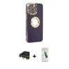 MARSİLYAN™- iPhone 13 Pro Max Kılıf İz Form Serisi - Şeffaf Pasifik Cam Ekran Koruyucu + Raze Metal Kamera Lens - GD