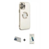 MARSİLYAN™- iPhone 13 Pro Max Kılıf İz Form Serisi - Şeffaf Pasifik Cam Ekran Koruyucu + Rainbow Kamera Lens Koruma Cam - MI