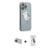 MARSİLYAN™- iPhone 13 Pro Max Kılıf İz Form Serisi - Şeffaf Pasifik Cam Ekran Koruyucu + Rainbow Kamera Lens Koruma Cam - MI