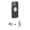 MARSİLYAN™- iPhone 13 Pro Max Kılıf İz Form Serisi - Şeffaf Pasifik Cam Ekran Koruyucu + Rainbow Kamera Lens Koruma Cam - MI