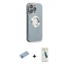 MARSİLYAN™- iPhone 13 Pro Max Kılıf İz Form Serisi - Şeffaf Pasifik Cam Ekran Koruyucu + Mavi Shine Kamera Lens Koruma Cam
