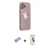 MARSİLYAN™- iPhone 13 Pro Max Kılıf İz Form Serisi - Şeffaf Pasifik Cam Ekran Koruyucu + Mavi Shine Kamera Lens Koruma Cam