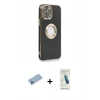 MARSİLYAN™- iPhone 13 Pro Max Kılıf İz Form Serisi - Şeffaf Pasifik Cam Ekran Koruyucu + Mavi Shine Kamera Lens Koruma Cam