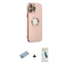 MARSİLYAN™- iPhone 13 Pro Max Kılıf İz Form Serisi - Şeffaf Pasifik Cam Ekran Koruyucu + Mavi Shine Kamera Lens Koruma Cam