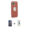 MARSİLYAN™- iPhone 13 Pro Max Kılıf İz Form Serisi - Şeffaf Pasifik Cam Ekran Koruyucu + Neon Fosforlu Kamera Lens - MI