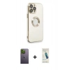 MARSİLYAN™- iPhone 13 Pro Max Kılıf İz Form Serisi - Şeffaf Pasifik Cam Ekran Koruyucu + Neon Fosforlu Kamera Lens - YL
