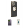 MARSİLYAN™- iPhone 13 Pro Max Kılıf İz Form Serisi - Şeffaf Pasifik Cam Ekran Koruyucu + Neon Fosforlu Kamera Lens - YL