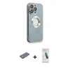 MARSİLYAN™- iPhone 13 Pro Max Kılıf İz Form Serisi - Şeffaf Pasifik Cam Ekran Koruyucu + Renkli Kamera Lens Koruma Cam - PE