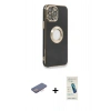 MARSİLYAN™- iPhone 13 Pro Max Kılıf İz Form Serisi - Şeffaf Pasifik Cam Ekran Koruyucu + Renkli Kamera Lens Koruma Cam - PE