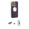 MARSİLYAN™- iPhone 13 Pro Max Kılıf İz Form Serisi - Şeffaf Pasifik Cam Ekran Koruyucu + Renkli Kamera Lens Koruma Cam - PE