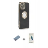 MARSİLYAN™- iPhone 13 Pro Max Kılıf İz Form Serisi - Şeffaf Pasifik Cam Ekran Koruyucu + Shine Kamera Lens Koruma Cam - PE