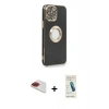 MARSİLYAN™- iPhone 13 Pro Max Kılıf İz Form Serisi - Şeffaf Pasifik Cam Ekran Koruyucu + Pers Alüminyum Kamera Lens - KI