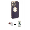 MARSİLYAN™- iPhone 13 Pro Max Kılıf İz Form Serisi - Şeffaf Pasifik Cam Ekran Koruyucu + Pers Alüminyum Kamera Lens - KI