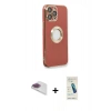 MARSİLYAN™- iPhone 13 Pro Max Kılıf İz Form Serisi - Şeffaf Pasifik Cam Ekran Koruyucu + Pers Alüminyum Kamera Lens - GI