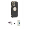 MARSİLYAN™- iPhone 13 Pro Max Kılıf İz Form Serisi - Şeffaf Pasifik Cam Ekran Koruyucu + Pers Alüminyum Kamera Lens - GI