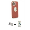 MARSİLYAN™- iPhone 13 Pro Max Kılıf İz Form Serisi - Şeffaf Pasifik Cam Ekran Koruyucu + Rainbow Kamera Lens Koruma Cam - MR