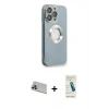 MARSİLYAN™- iPhone 13 Pro Max Kılıf İz Form Serisi - Şeffaf Pasifik Cam Ekran Koruyucu + Rainbow Kamera Lens Koruma Cam - MR