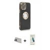 MARSİLYAN™- iPhone 13 Pro Max Kılıf İz Form Serisi - Şeffaf Pasifik Cam Ekran Koruyucu + Rainbow Kamera Lens Koruma Cam - MR