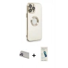 MARSİLYAN™- iPhone 13 Pro Max Kılıf İz Form Serisi - Şeffaf Pasifik Cam Ekran Koruyucu + Rainbow Kamera Lens Koruma Cam - MR