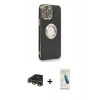 MARSİLYAN™- iPhone 13 Pro Max Kılıf İz Form Serisi - Şeffaf Pasifik Cam Ekran Koruyucu + Raze Metal Kamera Lens - GD