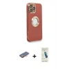 MARSİLYAN™- iPhone 13 Pro Max Kılıf İz Form Serisi - Şeffaf Pasifik Cam Ekran Koruyucu + Renkli Kamera Lens Koruma Cam - TU