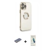 MARSİLYAN™- iPhone 13 Pro Max Kılıf İz Form Serisi - Şeffaf Pasifik Cam Ekran Koruyucu + Renkli Kamera Lens Koruma Cam - SI