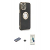 MARSİLYAN™- iPhone 13 Pro Max Kılıf İz Form Serisi - Şeffaf Pasifik Cam Ekran Koruyucu + Renkli Kamera Lens Koruma Cam - SI