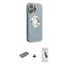 MARSİLYAN™- iPhone 13 Pro Max Kılıf İz Form Serisi - Şeffaf Pasifik Cam Ekran Koruyucu + Renkli Kamera Lens Koruma Cam - SI