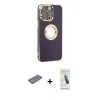 MARSİLYAN™- iPhone 13 Pro Max Kılıf İz Form Serisi - Şeffaf Pasifik Cam Ekran Koruyucu + Renkli Kamera Lens Koruma Cam - SI