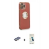 MARSİLYAN™- iPhone 13 Pro Max Kılıf İz Form Serisi - Şeffaf Pasifik Cam Ekran Koruyucu + Renkli Kamera Lens Koruma Cam - SI