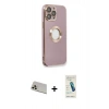 MARSİLYAN™- iPhone 13 Pro Max Kılıf İz Form Serisi - Şeffaf Pasifik Cam Ekran Koruyucu + Rose Gold Rainbow Kamera Lens Koruma Cam