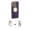 MARSİLYAN™- iPhone 13 Pro Max Kılıf İz Form Serisi - Şeffaf Pasifik Cam Ekran Koruyucu + Shine Kamera Lens - GD