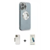 MARSİLYAN™- iPhone 13 Pro Max Kılıf İz Form Serisi - Şeffaf Pasifik Cam Ekran Koruyucu + Shine Kamera Lens - GD