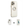 MARSİLYAN™- iPhone 13 Pro Max Kılıf İz Form Serisi - Şeffaf Pasifik Cam Ekran Koruyucu + Shine Kamera Lens - GD