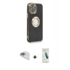 MARSİLYAN™- iPhone 13 Pro Max Kılıf İz Form Serisi - Şeffaf Pasifik Cam Ekran Koruyucu + Pers Alüminyum Kamera Lens - SABE