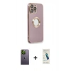 MARSİLYAN™- iPhone 13 Pro Max Kılıf İz Form Serisi - Şeffaf Pasifik Cam Ekran Koruyucu + Yeşil Neon Fosforlu Kamera Lens