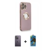 MARSİLYAN™- iPhone 13 Pro Max Kılıf İz Form Serisi - Siyah 18D Cam Ekran Koruyucu + Neon Fosforlu Kamera Lens - BZ