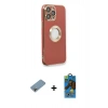 MARSİLYAN™- iPhone 13 Pro Max Kılıf İz Form Serisi - Siyah 18D Cam Ekran Koruyucu + Shine Kamera Lens Koruma Cam - GI