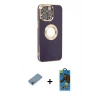 MARSİLYAN™- iPhone 13 Pro Max Kılıf İz Form Serisi - Siyah 18D Cam Ekran Koruyucu + Shine Kamera Lens Koruma Cam - GI