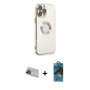 MARSİLYAN™- iPhone 13 Pro Max Kılıf İz Form Serisi - Siyah 18D Cam Ekran Koruyucu + Rainbow Kamera Lens Koruma Cam - MI