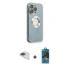 MARSİLYAN™- iPhone 13 Pro Max Kılıf İz Form Serisi - Siyah 18D Cam Ekran Koruyucu + Pers Alüminyum Kamera Lens - GI