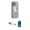 MARSİLYAN™- iPhone 13 Pro Max Kılıf İz Form Serisi - Siyah 18D Cam Ekran Koruyucu + Pers Alüminyum Kamera Lens - LT