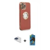 MARSİLYAN™- iPhone 13 Pro Max Kılıf İz Form Serisi - Siyah 18D Cam Ekran Koruyucu + Pers Alüminyum Kamera Lens - LT