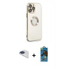 MARSİLYAN™- iPhone 13 Pro Max Kılıf İz Form Serisi - Siyah 18D Cam Ekran Koruyucu + Pers Alüminyum Kamera Lens - LT