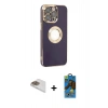 MARSİLYAN™- iPhone 13 Pro Max Kılıf İz Form Serisi - Siyah 18D Cam Ekran Koruyucu + Pers Alüminyum Kamera Lens - GD