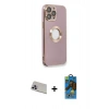 MARSİLYAN™- iPhone 13 Pro Max Kılıf İz Form Serisi - Siyah 18D Cam Ekran Koruyucu + Rainbow Kamera Lens Koruma Cam - MR