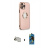 MARSİLYAN™- iPhone 13 Pro Max Kılıf İz Form Serisi - Siyah 18D Cam Ekran Koruyucu + Rainbow Kamera Lens Koruma Cam - REGD