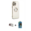 MARSİLYAN™- iPhone 13 Pro Max Kılıf İz Form Serisi - Siyah 18D Cam Ekran Koruyucu + Rainbow Kamera Lens Koruma Cam - KI